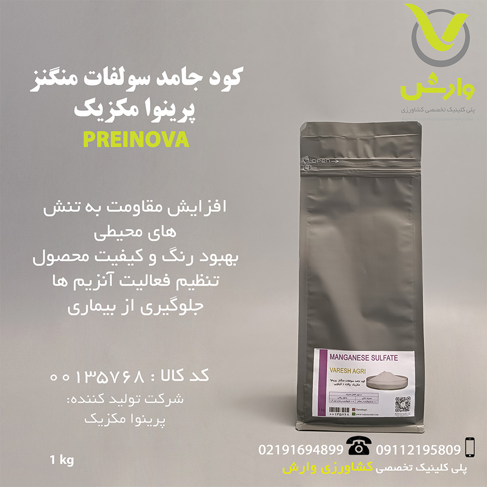 کود جامد سولفات منگنز پرینوا مکزیک پاکت 1 کیلویی