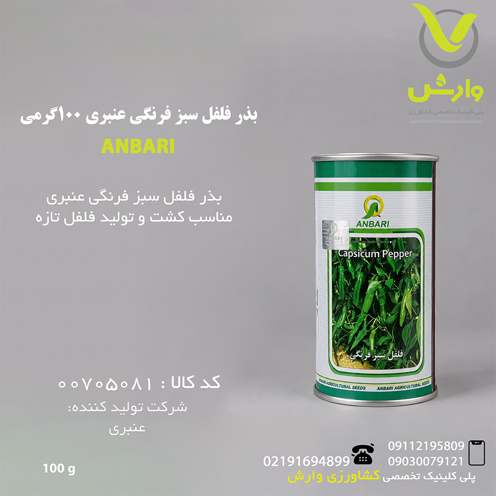 بذر فلفل سبز فرنگی عنبری 100گرمی قوطی