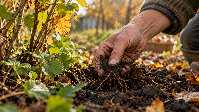Autumn Garden Soil Inspection