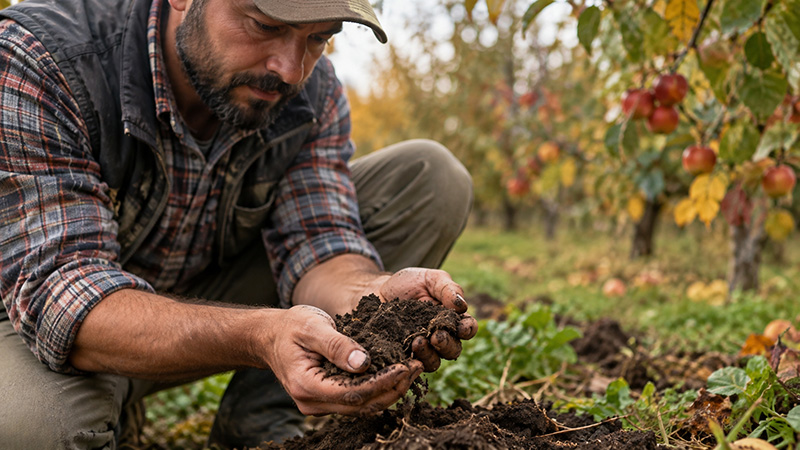 Harvesting Soil Beneath Apple Trees